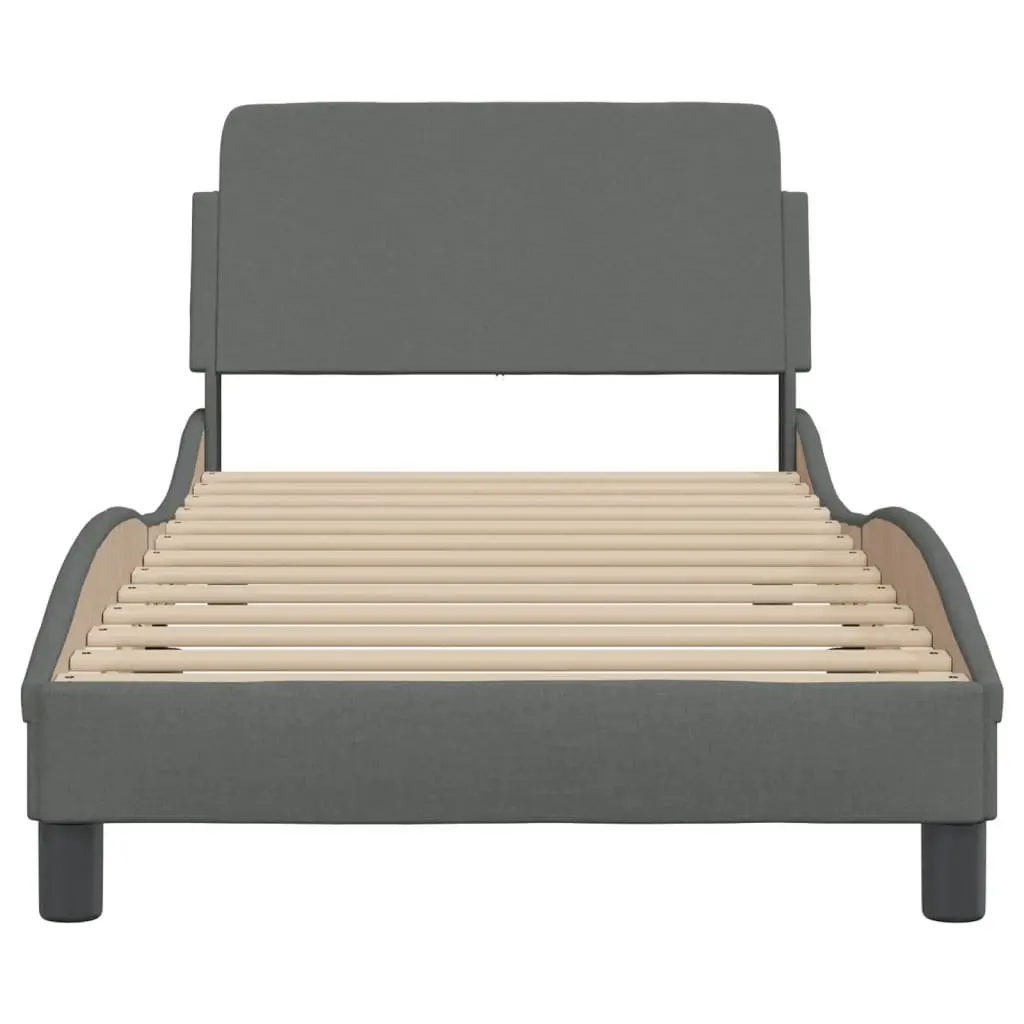 Grey Fabric Bed Frame with Supportive Headboard
