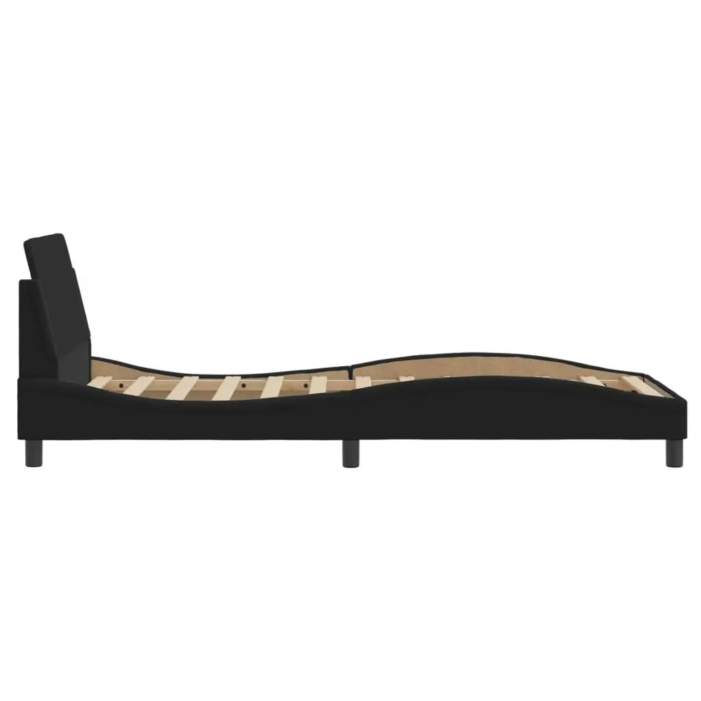 Black Fabric Bed Frame with Headboard, 90x190 cm