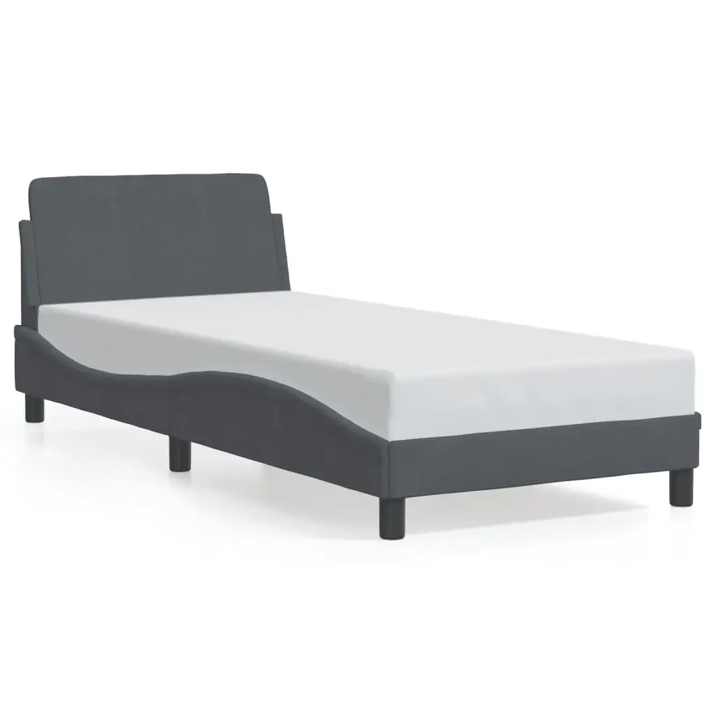 Grey Velvet Bed Frame with Headboard 90x190 cm