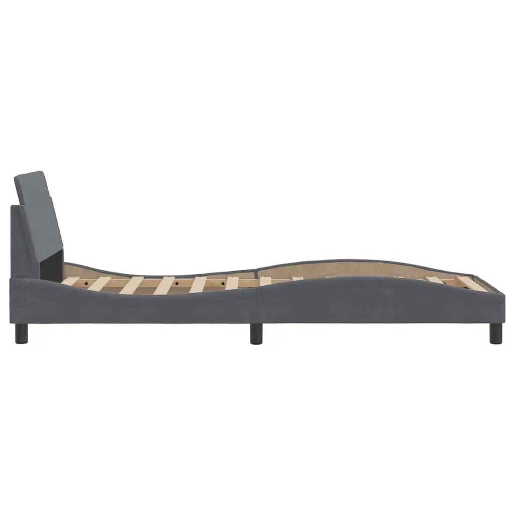 Grey Velvet Bed Frame with Headboard 90x190 cm