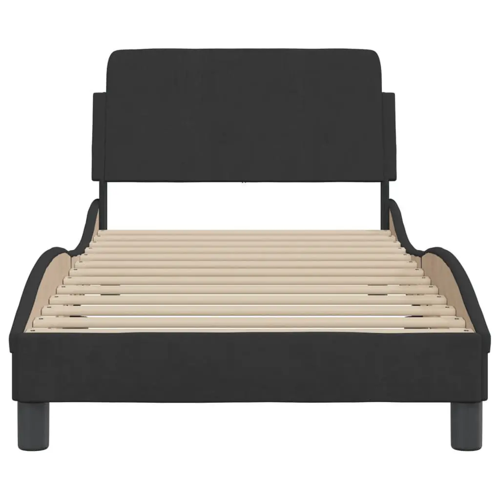 Velvet Grey Bed Frame with Headboard 90x190 cm