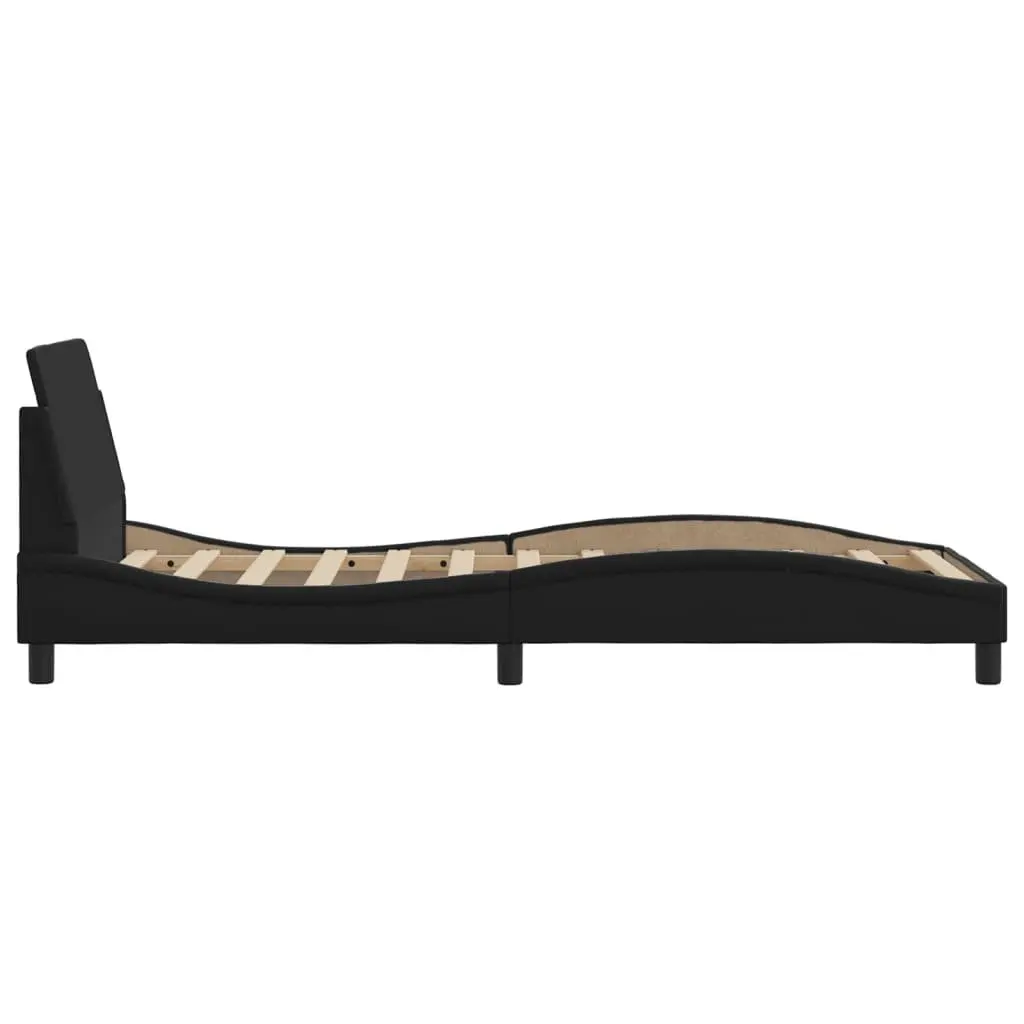 Bed Frame Faux Leather 90x190 cm Black with Headboard Slat Base