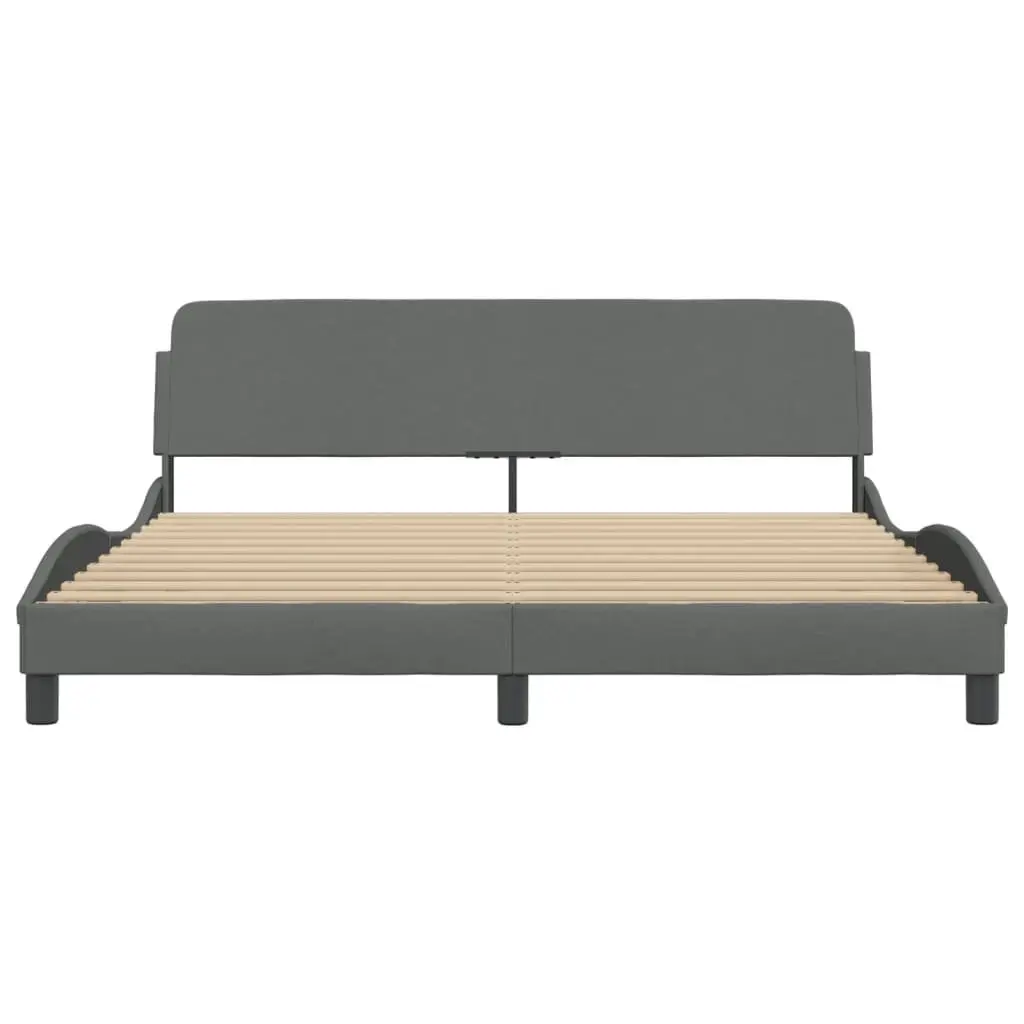 Grey Fabric King Bed Frame 180x200cm with Headboard