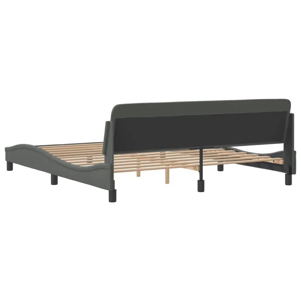 Grey Fabric King Bed Frame 180x200cm with Headboard