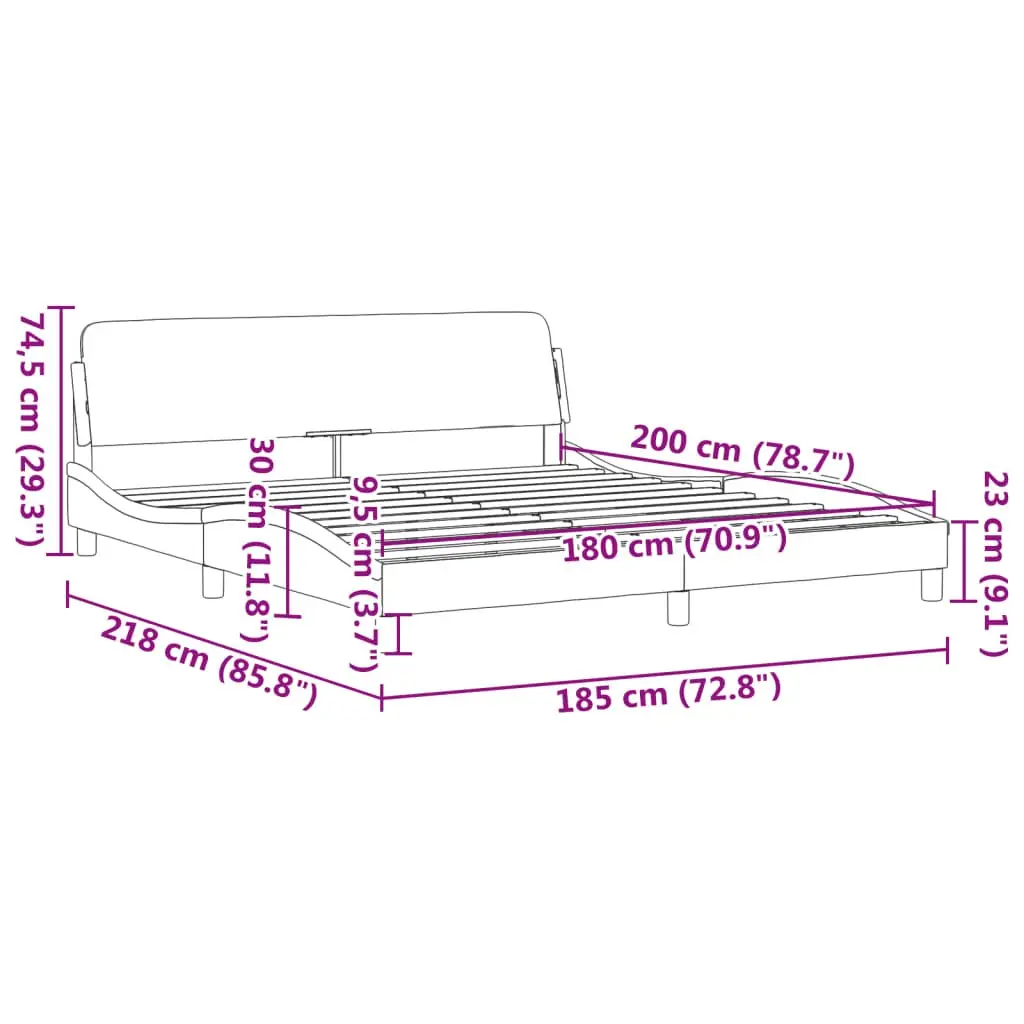 Grey Fabric King Bed Frame 180x200cm with Headboard
