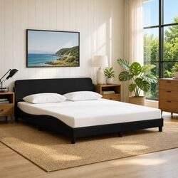 Premium Black Fabric King Bed Frame 180x200cm