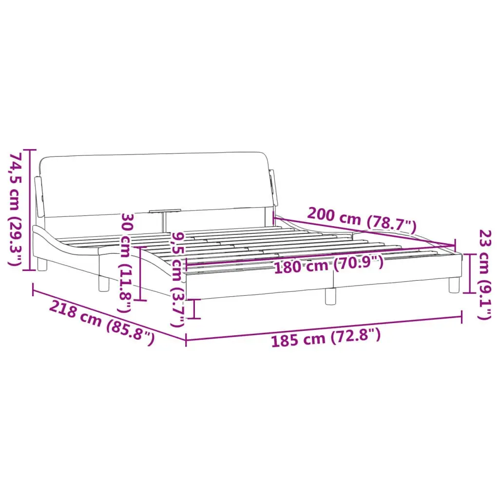Black Fabric King Bed Frame 180x200cm