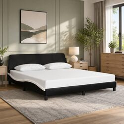 Sturdy King Bed Frame 180x200 cm with Faux Leather Headboard