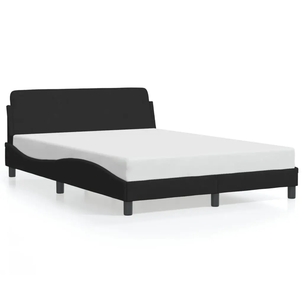Black Velvet Double Bed Frame with Integrated Headboard