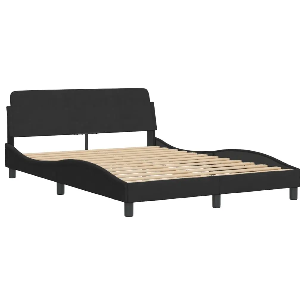 Black Velvet Double Bed Frame with Integrated Headboard
