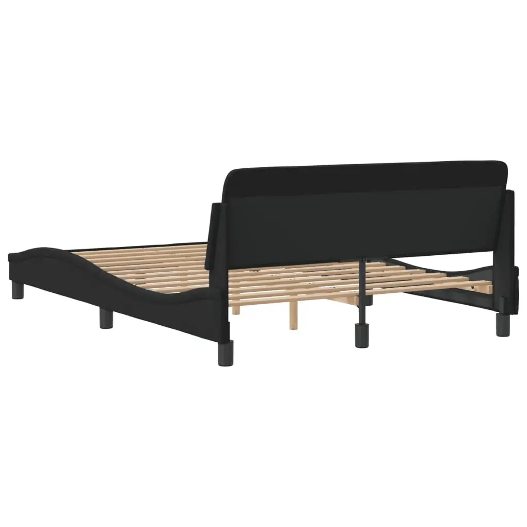 Black Velvet Double Bed Frame with Integrated Headboard