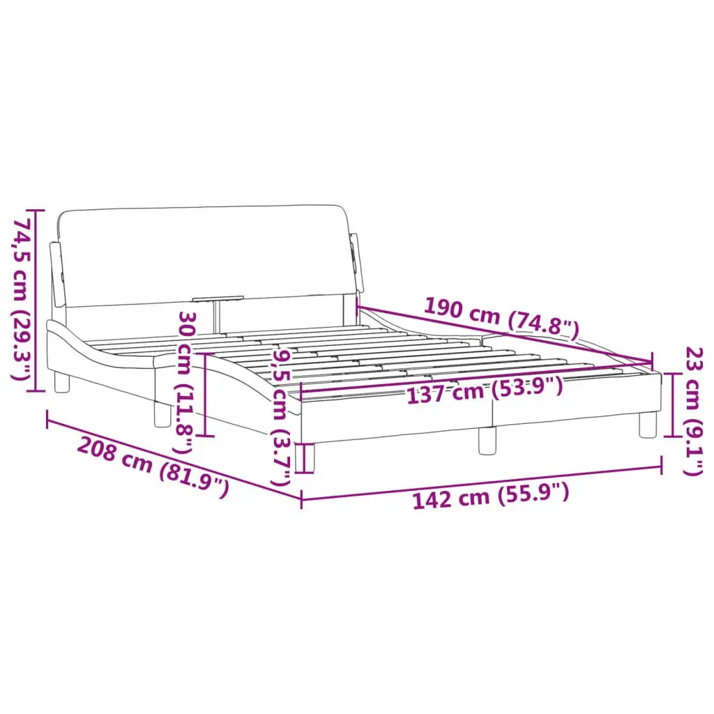 Black Velvet Double Bed Frame with Integrated Headboard
