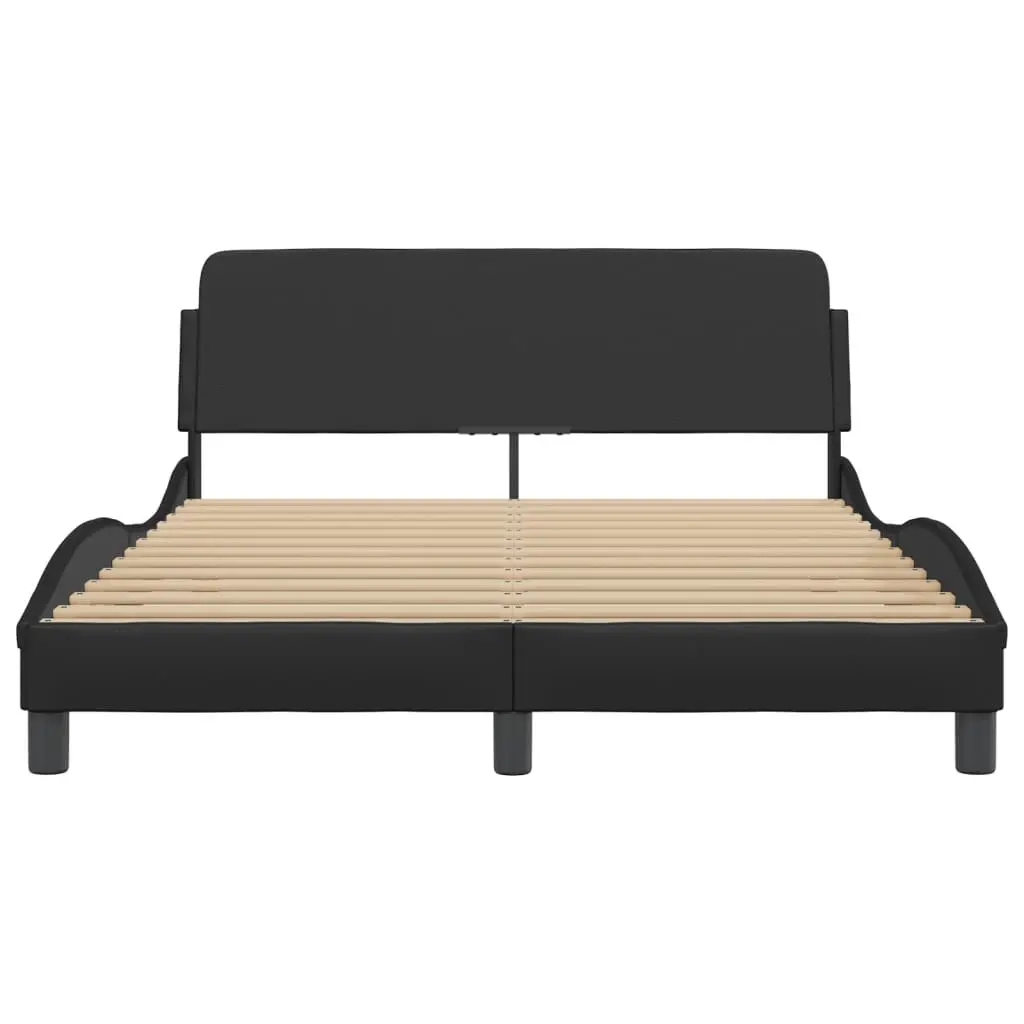 Double Bed Frame Faux Leather 137x190 cm Black
