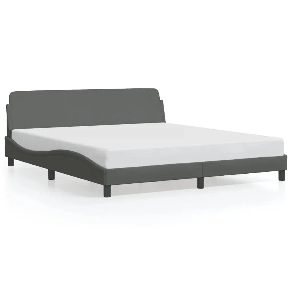 Queen Bed Frame with Grey Fabric Headboard