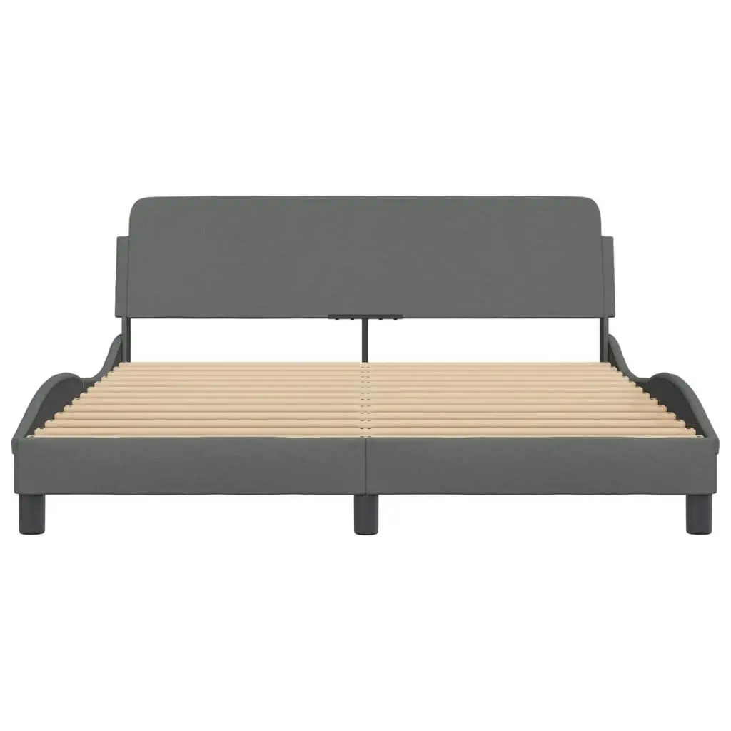 Queen Bed Frame with Grey Fabric Headboard