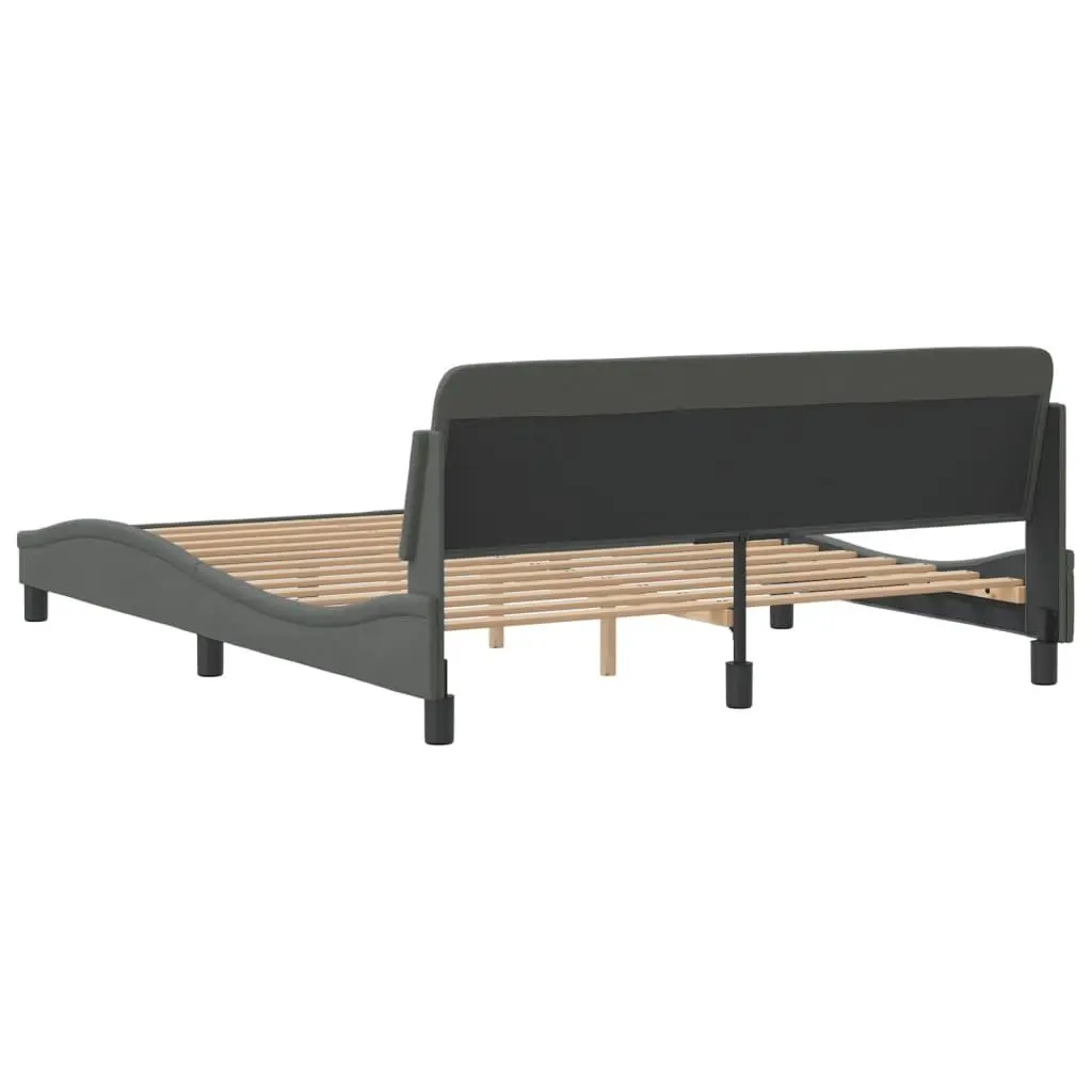 Queen Bed Frame with Grey Fabric Headboard