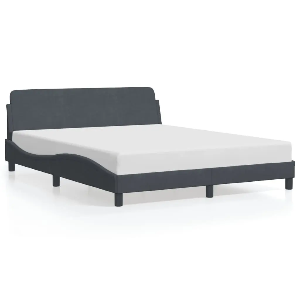 Queen Bed Frame Velvet Grey 152 x 203 cm