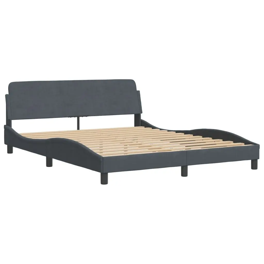 Queen Bed Frame Velvet Grey 152 x 203 cm