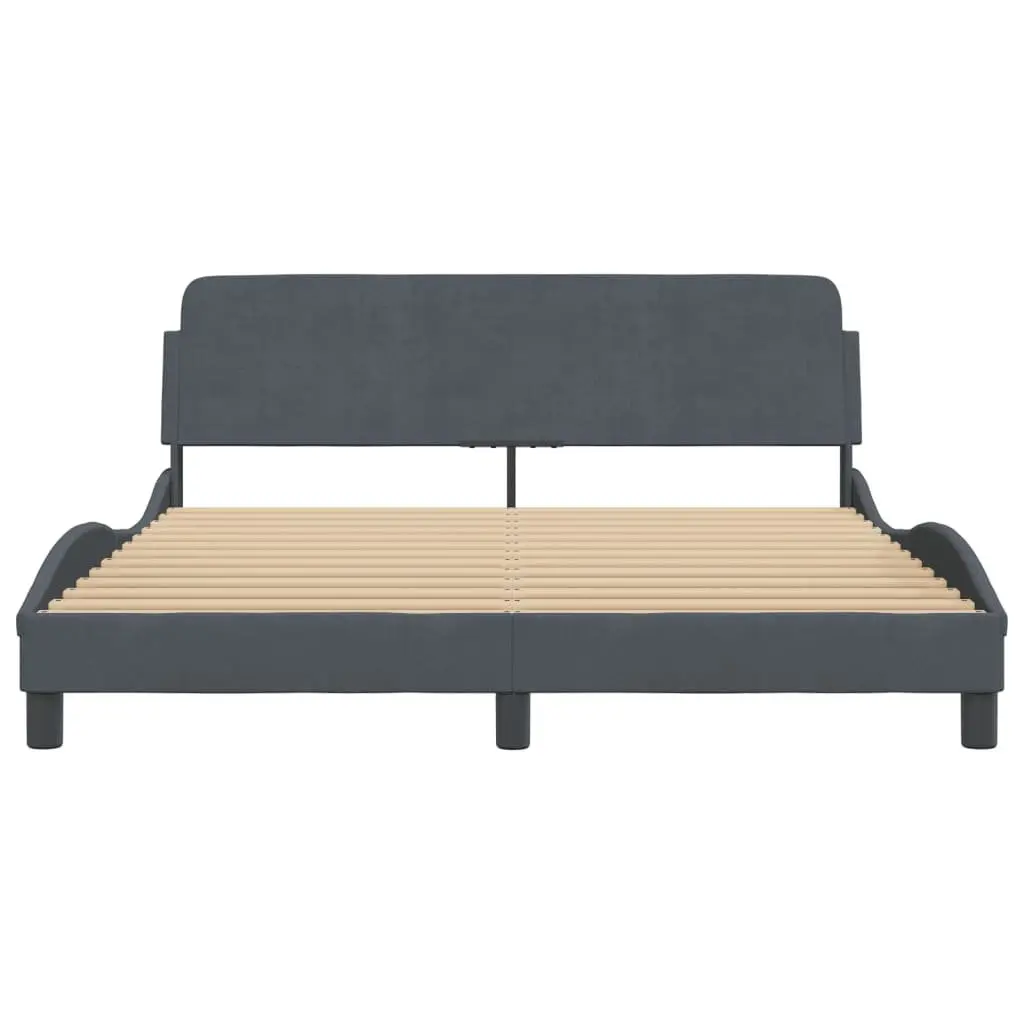 Queen Bed Frame Velvet Grey 152 x 203 cm
