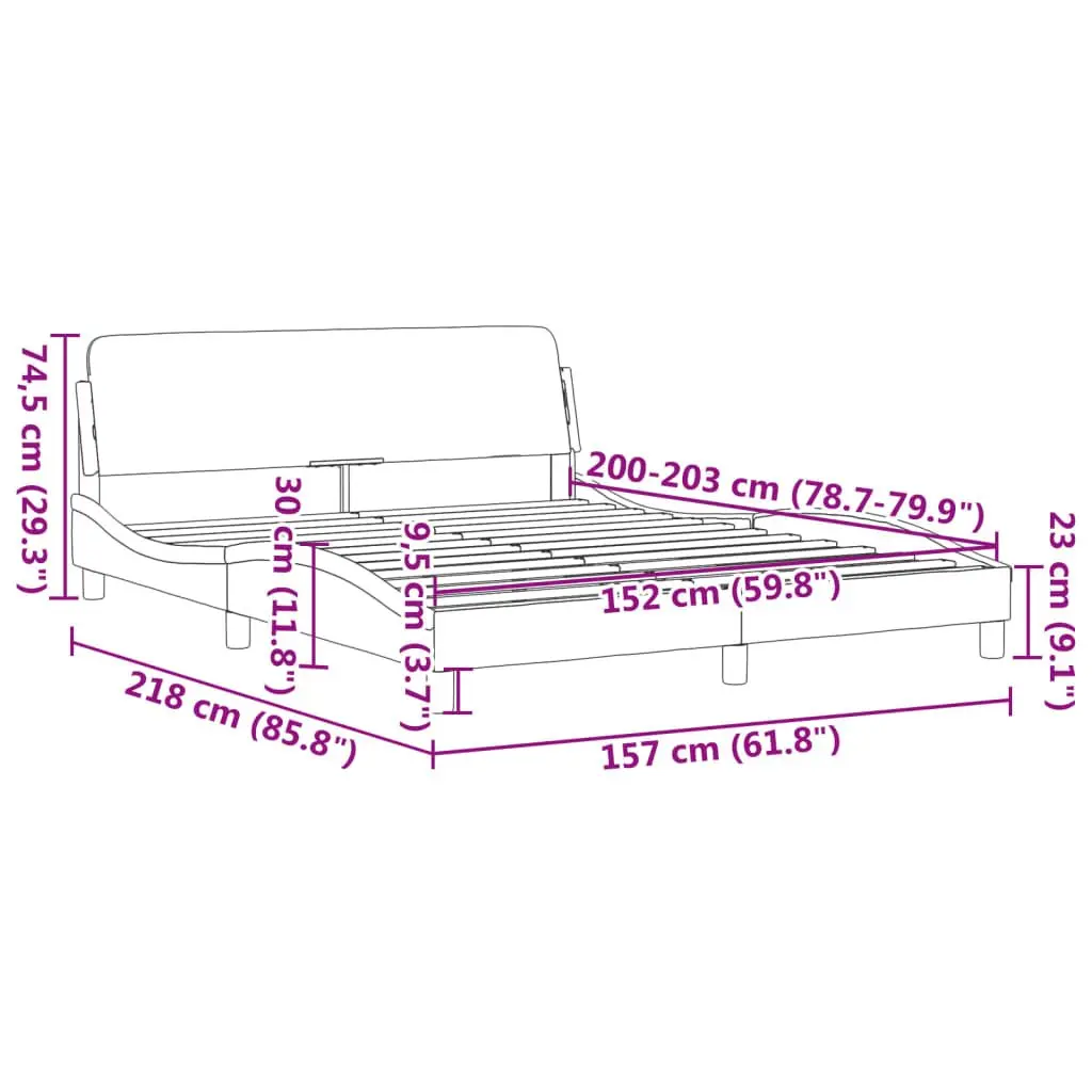 Bed Frame Faux Leather 152x203cm Black with Headboard