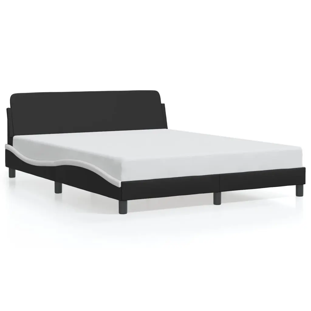 Black Faux Leather Queen Bed Frame with Headboard