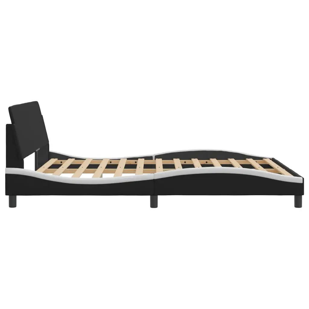 Black Faux Leather Queen Bed Frame with Headboard