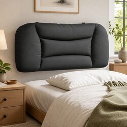 Durable Dark Grey Fabric Headboard Cushion 90 cm
