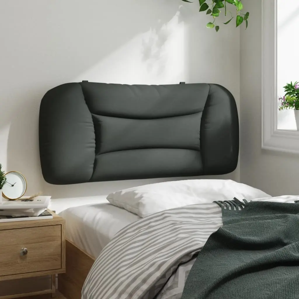 Dark Grey Headboard Cushion 90 cm with Wavy Stripes