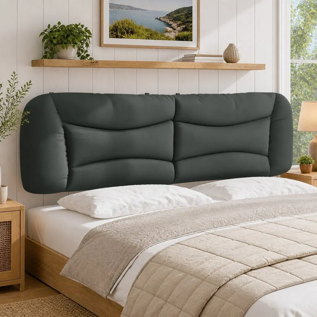 Grey Fabric Headboard Cushion 180cm for Bed Mounting