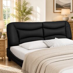 Durable Black Faux Leather Headboard Cushion 180cm