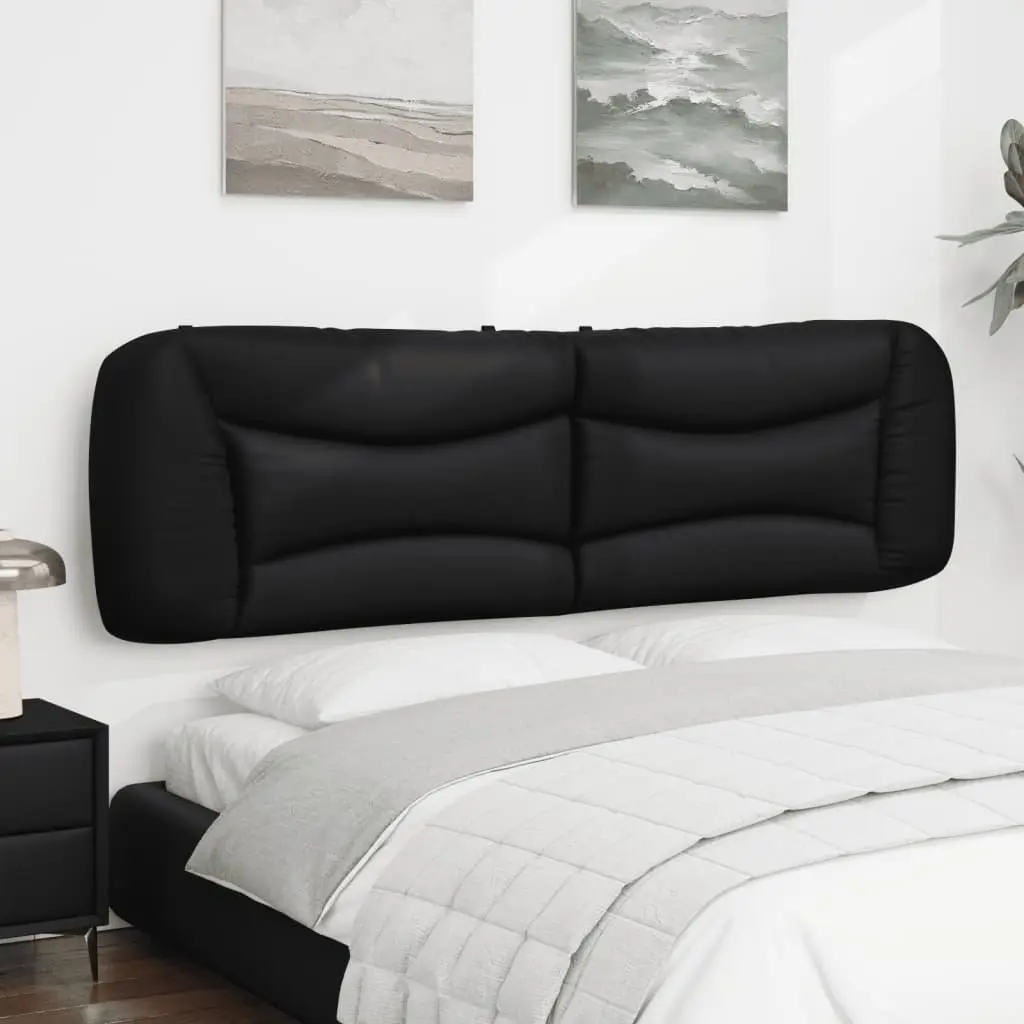 Headboard Cushion Wall Mounted 180cm Black Faux Leather Bed Pillow PP Fibre Filling