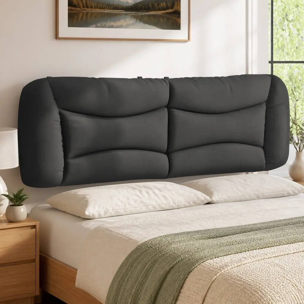 Grey Fabric Headboard Cushion for Bed Support 153cm