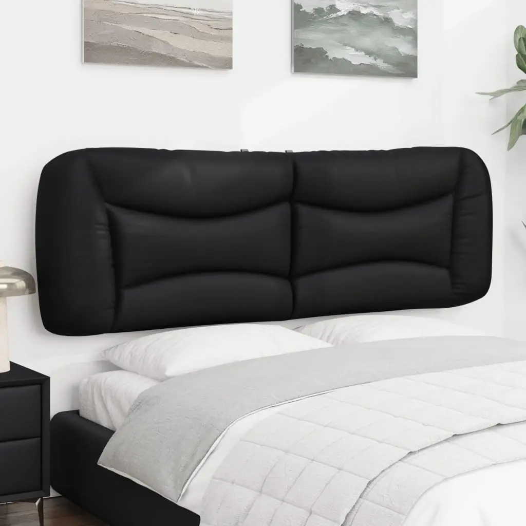 Black Faux Leather Headboard Cushion for Wall Mounting