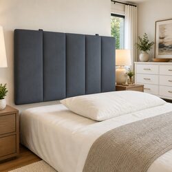 Headboard Cushion Wall Mount Upholstered Pillow Grey Velvet 90cm Bedroom Decor