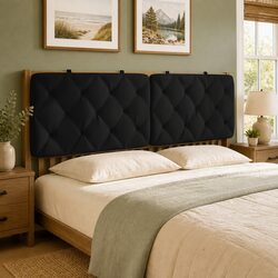 Wall-Mounted Black Velvet Headboard Cushion 153cm