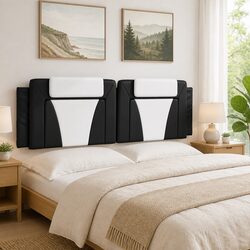 Stylish Black White Faux Leather Headboard Cushion 180cm