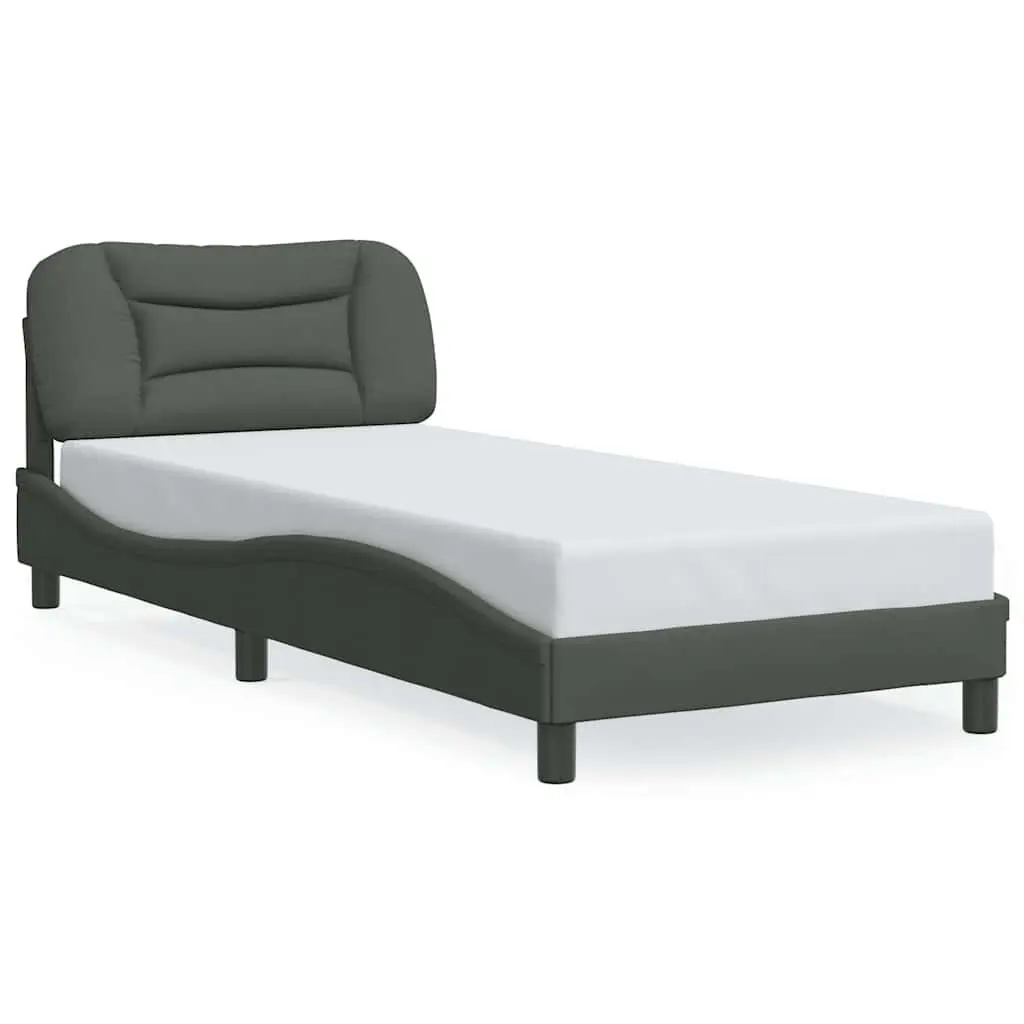 Bed Frame with Grey Fabric Headboard 90x190 cm