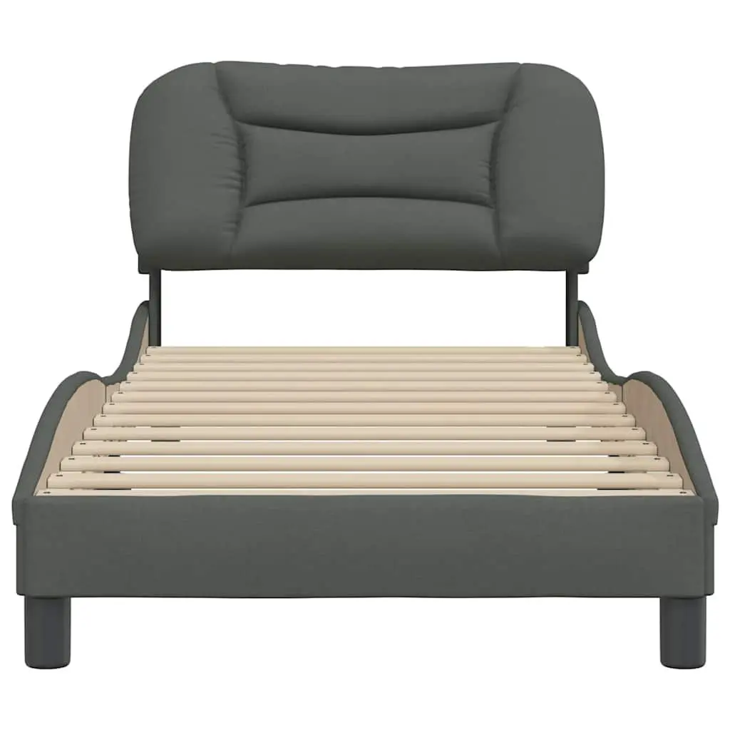 Bed Frame with Grey Fabric Headboard 90x190 cm