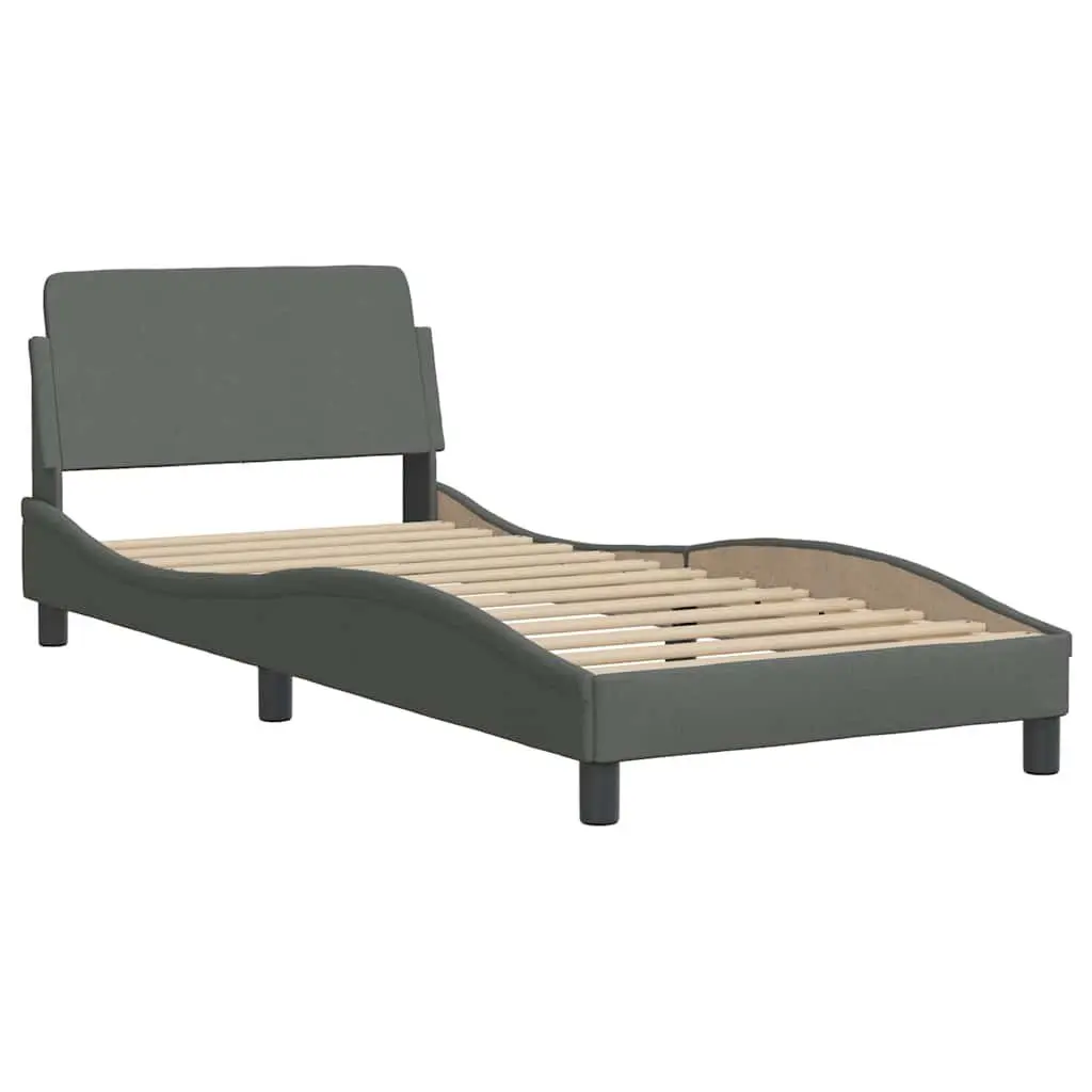 Bed Frame with Grey Fabric Headboard 90x190 cm