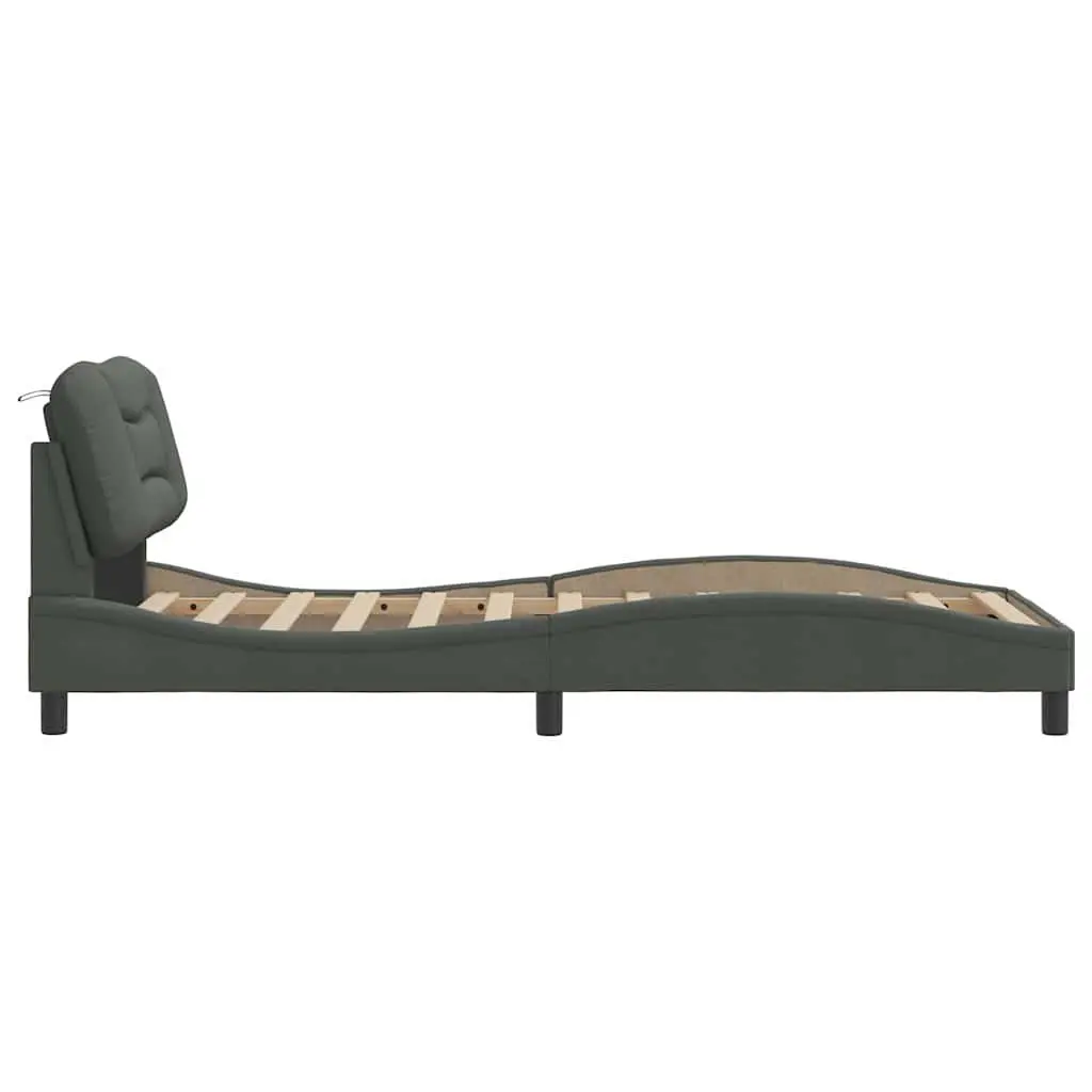 Bed Frame with Grey Fabric Headboard 90x190 cm