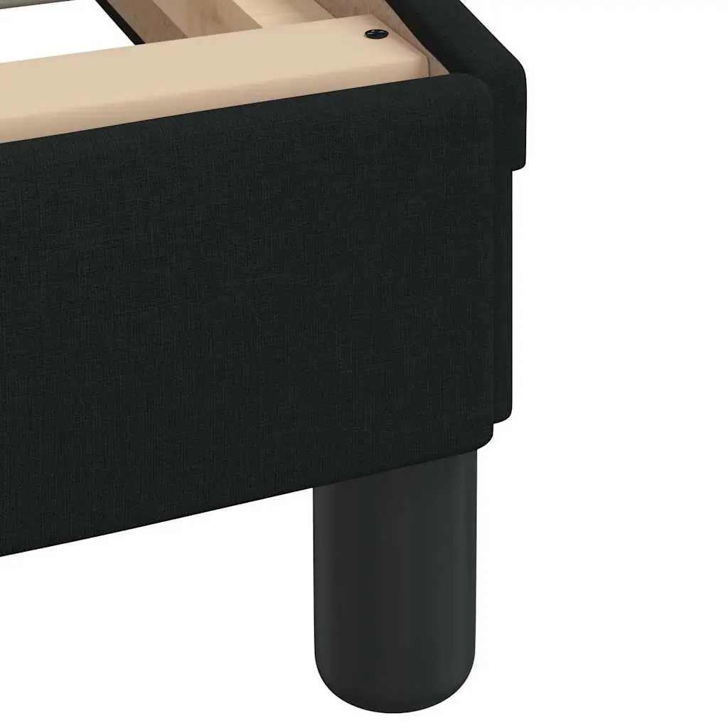 Fabric Bed Frame 90x190 cm Plywood Slats Cushioned Headboard Black Modern