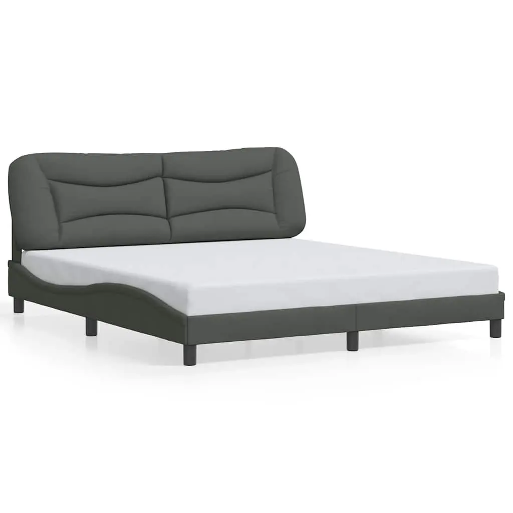 Grey Fabric King Bed Frame 180x200 cm with Slats