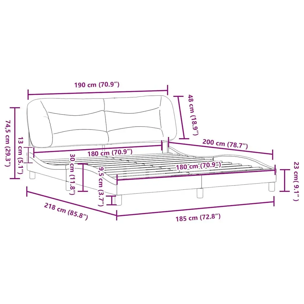 Grey Fabric King Bed Frame 180x200 cm with Slats