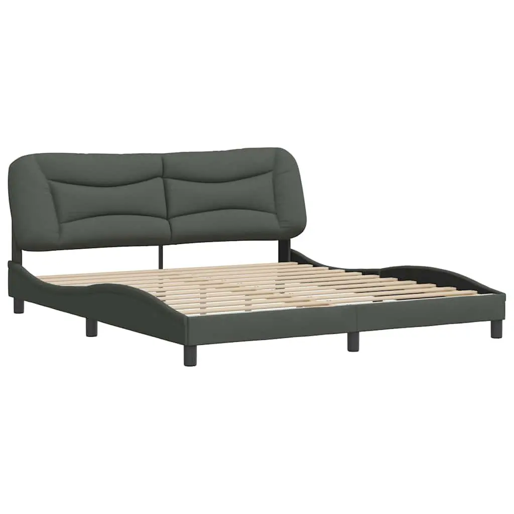 Grey Fabric King Bed Frame 180x200 cm with Slats