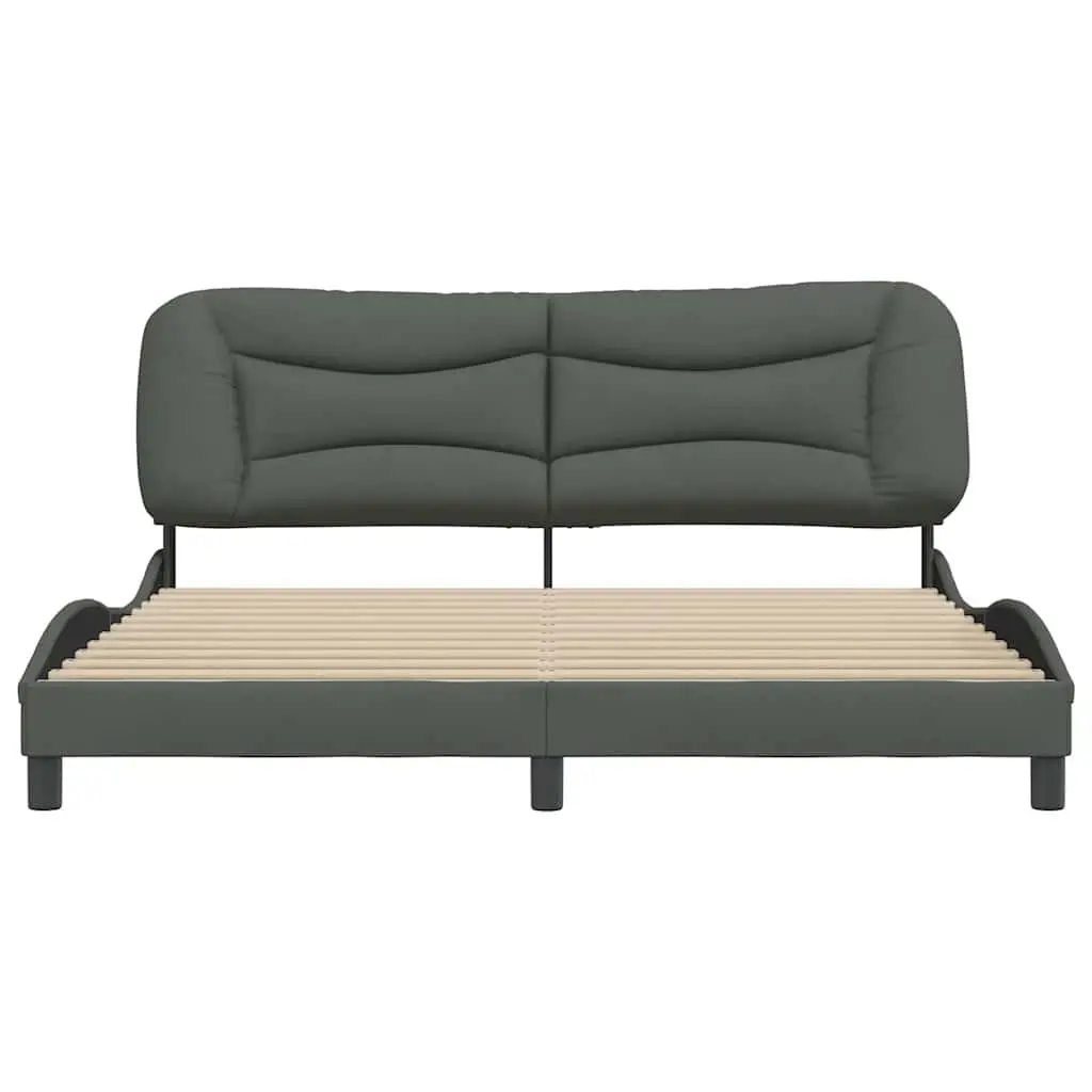 Grey Fabric King Bed Frame 180x200 cm with Slats