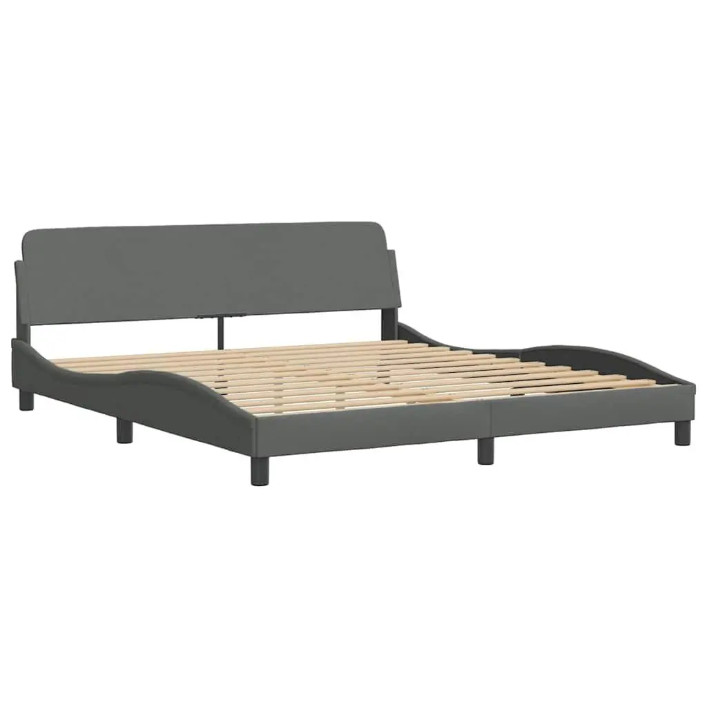 Grey Fabric King Bed Frame 180x200 cm with Slats