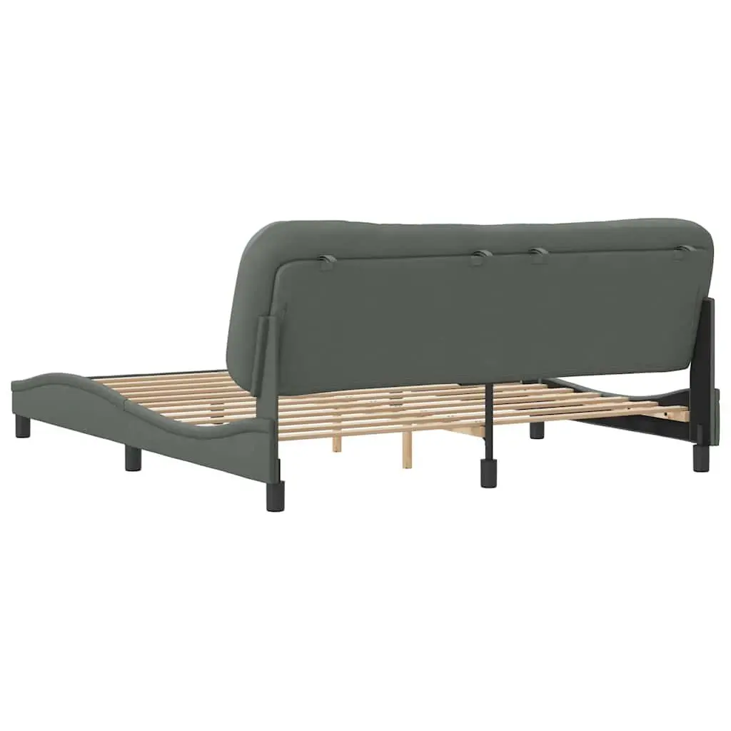 Grey Fabric King Bed Frame 180x200 cm with Slats