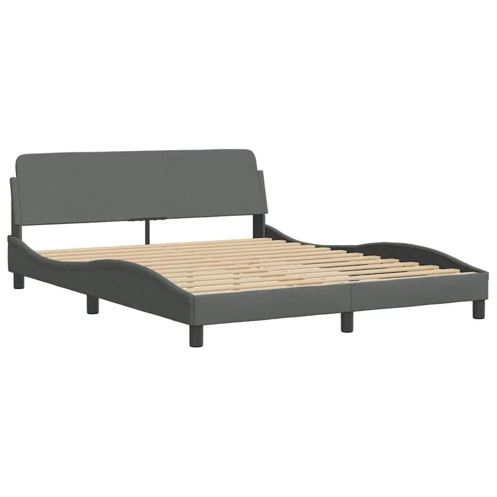 Grey Upholstered Queen Bed Frame with Headboard