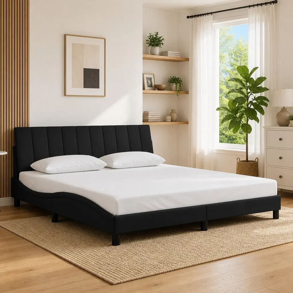 King Bed Frame Velvet 180x200 cm Black