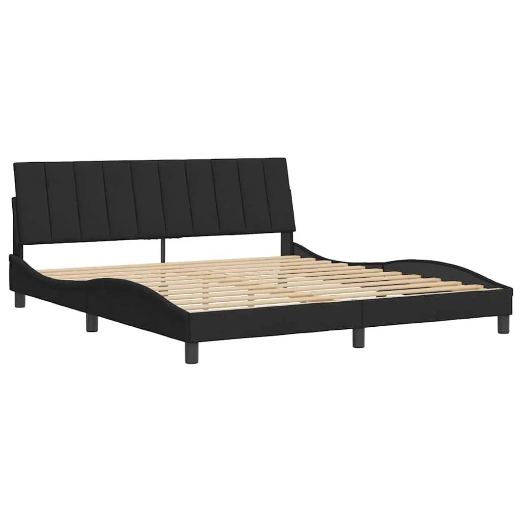 King Bed Frame Velvet 180x200 cm Black